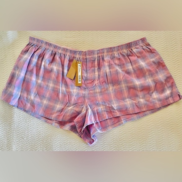 SKIMS Flannel Sleep Short Boxer in Cotton Candy Plaid - Picture 6 of 8
